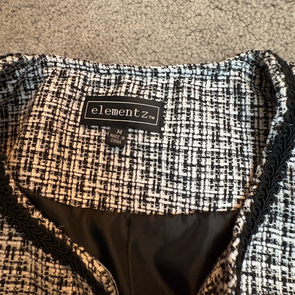 Elementz Black and White Tweed Blazer - Picture 2 of 2